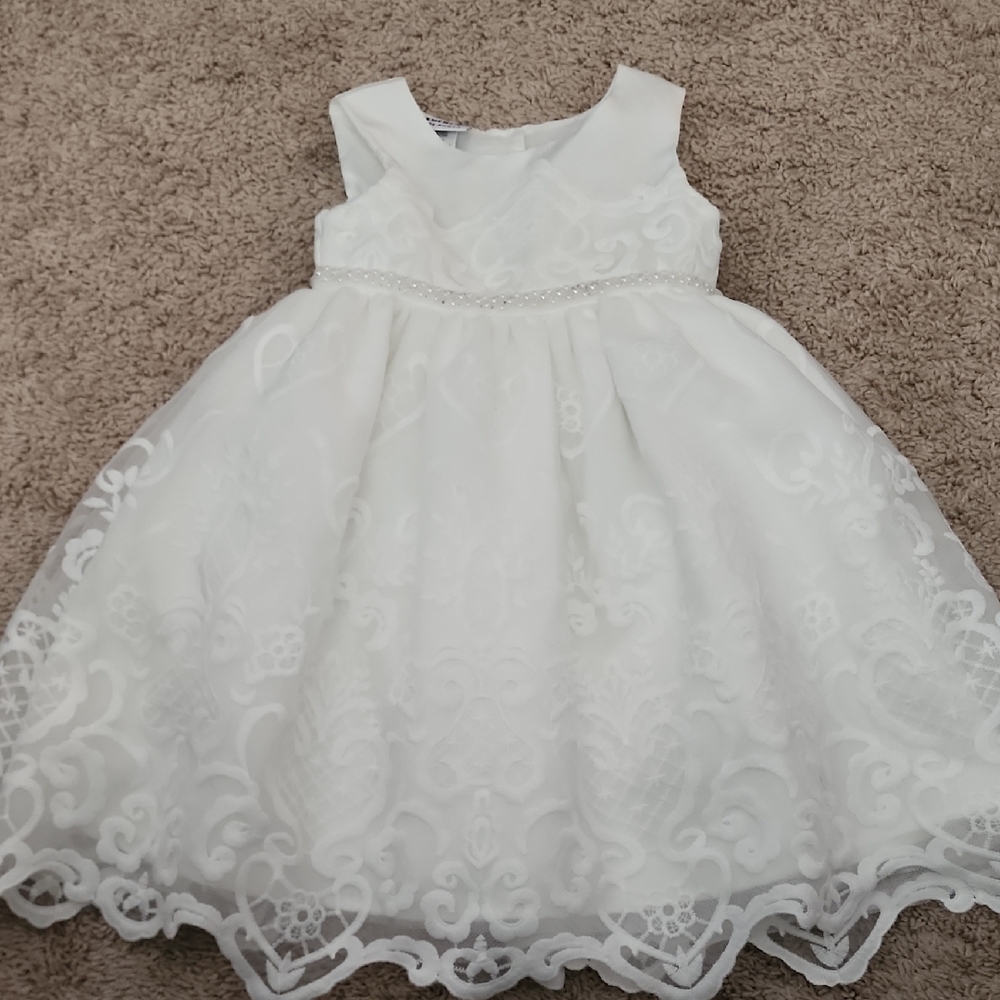 White Lace Kids Dress Baptism Flower Girl